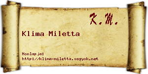Klima Miletta névjegykártya